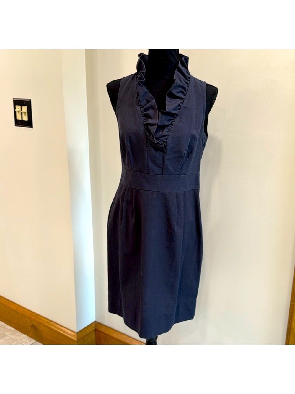 Julian Taylor New York Blue Ruffle collar sleeveless dress size 12P